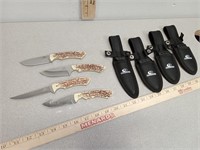 4 pc Mossy Oak knife set w/ sheaths