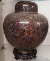 Antique Chinese cloisonne Ginger Jar 11 x 8 Inches