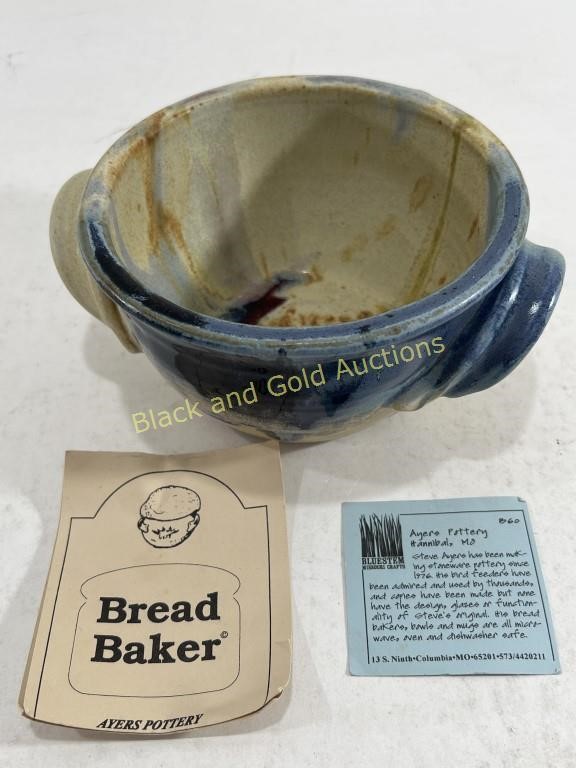 Handmade Ayer’s Pottery Bread Baker Bowl