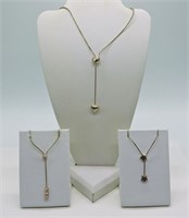 3 Sterling Lariat Necklaces