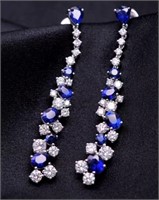 Royal Blue Sapphire Diamond 18Kt Gold Earrings