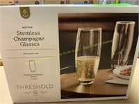 Threshold stemless champagne glasses (2 cracked)