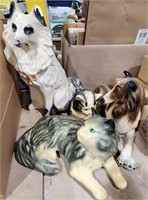 Bundle with Ceramic dogs & cats, 1 cat is a piggy