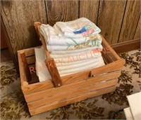Wooden basket and hand towel lot