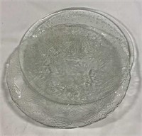 2 Holiday glass serving trays