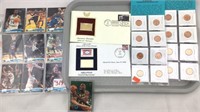 Coins first day issue gold stamps basketball cards