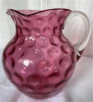Fenton Cranberry Inverted Coin Dot 7.5" Pitcher