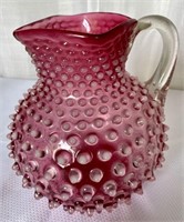 Hobbs Brockunier Co Hobnail Cranberry 8" Pitcher