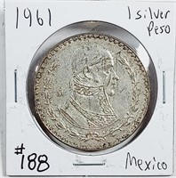 1961  Mexico  1 Silver Peso