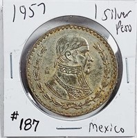 1957  Mexico  1 Silver Peso