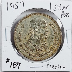 1957  Mexico  1 Silver Peso