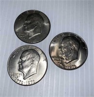 3 1976D Type 1 Eisenhower Dollars