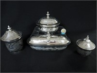 Portuguese silver set comprising lidded bowl