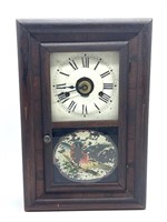 Antique Seth Thomas Wood Clock with Painted Glass