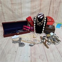 Collection of Costume Jewelry with Watches, Pearls