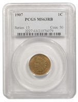 PCGS MS-63 RB 1907 Indian Cent