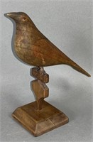 Folk art carved bird on stand ca. late 19th-early