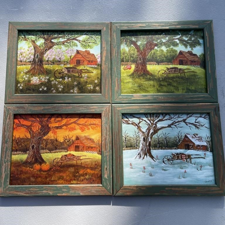 Lot of 4 Vintage Signed Oil Paintings ‘The Four