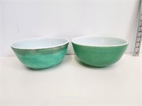 2 Well Used Pyrex Larger Bowls