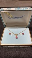 Vintage Sentiment Pink Ice Necklace & Earrings Set