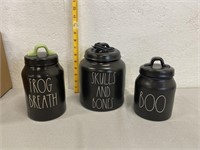 Lot of 3 Rae Dunn Halloween Canisters