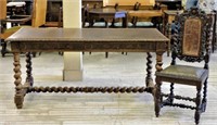 Louis XIII Style Walnut Library Table and Chair.