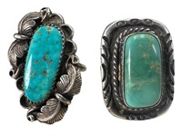 2 Vintage 925 Turquoise Southwestern Rings