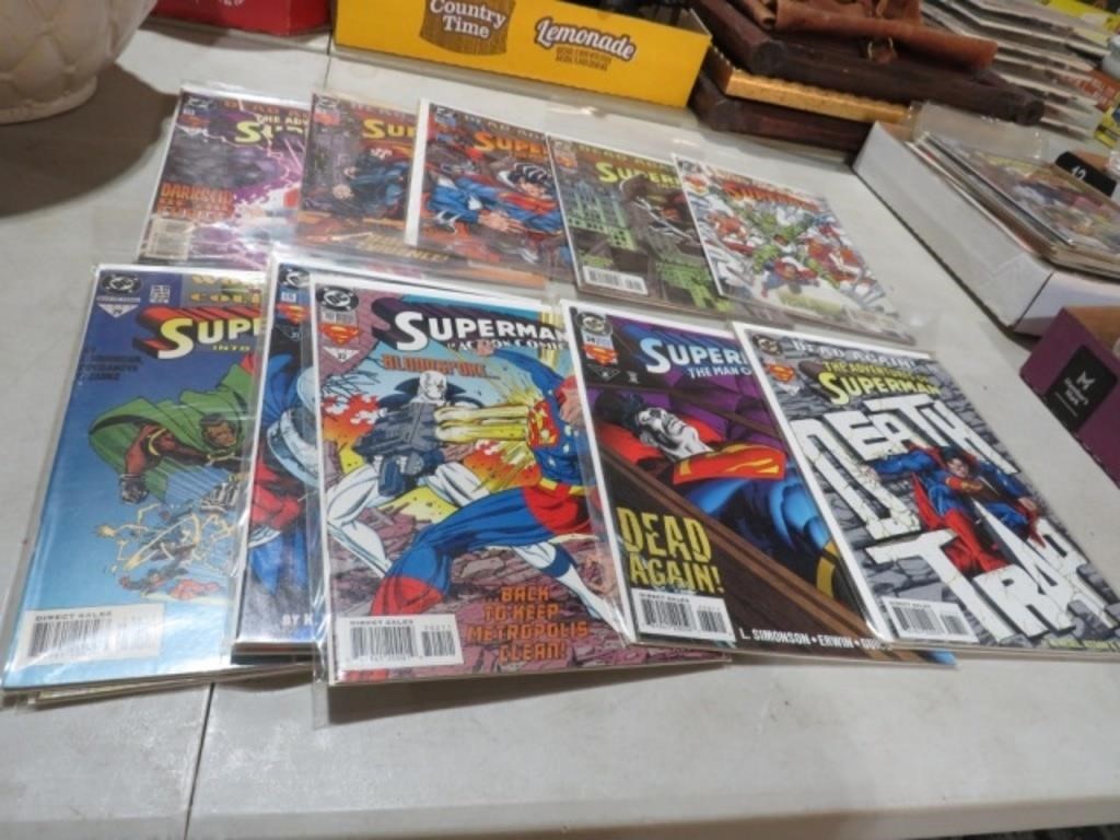 BOX FULL OF DC SUPERMAN COMIC BOOKS