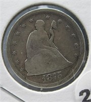 1875-S Twenty Cents. Nice Scarce Coin.