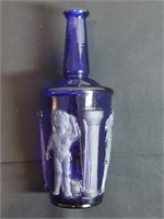 Vintage Blue Bottle Doan Greek Frosted Figures