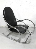 Vintage chrome & black vinyl rocking chair