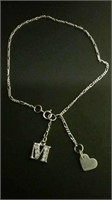 Sterling Ankle Bracelet With Charms 10" Grams 3.85