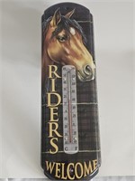 NICE 17" METAL THERMOMETER-RIDERS WELCOME