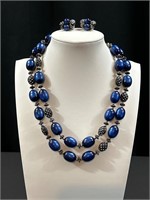 Vintage double strand necklace w/ clipon earrings