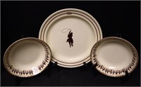 3 Pc. Trend Cowboy Themed Bowls & Plate