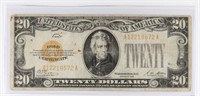 1928 US $20 GOLD CERTIFICATE NOTE