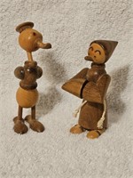 MCM Wooden Figures, A Monk & A Duck