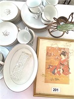 Vtg Kaysond FIne China Mixed, 2 Oirental Prints