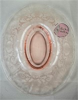Large Oval Pink Depression Glass Dish