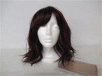 NOBLE Curly Wigs with Bangs Wine Color Short Wigs