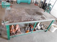 Heavy Duty Metal Shop Table With 3 Vises
