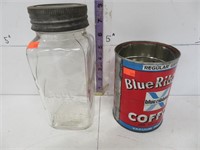 Blue Ribbon jar and tin