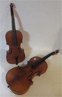 (2) Vintage fiddles. Note: Needs repair.
