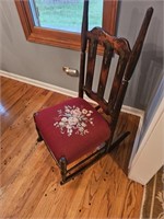 Vintage antique wood rocking chair w/ floral