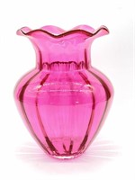 Blown Pink Glass Vase 9.5”
