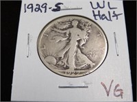 1929 S WALKING LIBERTY HALF DOLLAR 90% VG