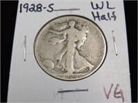 1928 S WALKING LIBERTY HALF DOLLAR 90% VG