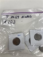 9 Pre 64 Nickels