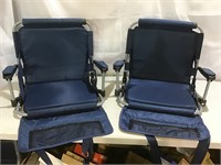 2 blue stadium seats w/armrest padded for bleacher