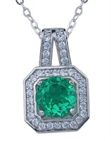 925S1.0ct Lab-Grown Emerald Necklace